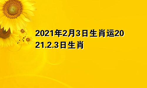 2021年2月3日生肖运2021.2.3日生肖