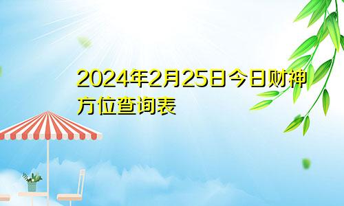 2024年2月25日今日财神方位查询表