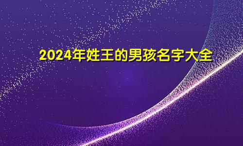 2024年姓王的男孩名字大全