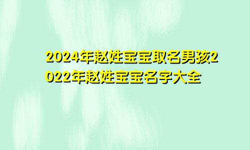 2024年赵姓宝宝取名男孩2022年赵姓宝宝名字大全