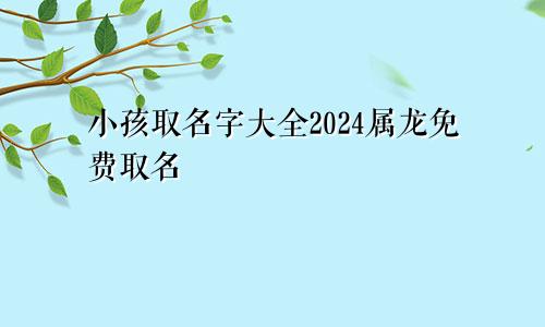 小孩取名字大全2024属龙免费取名