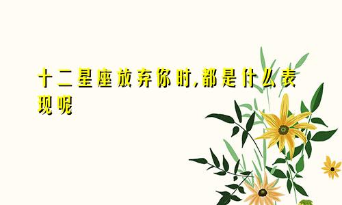 十二星座放弃你时,都是什么表现呢