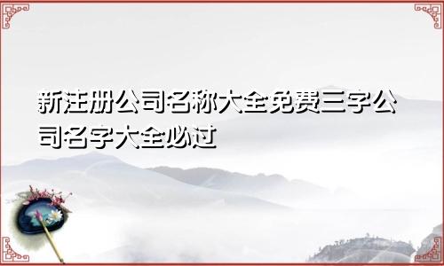 新注册公司名称大全免费三字公司名字大全必过