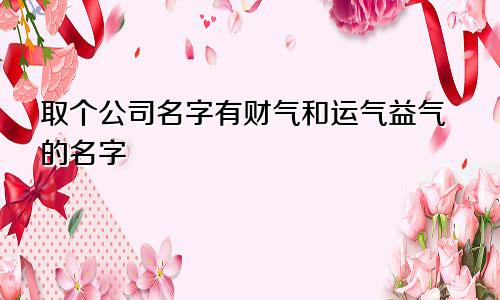 取个公司名字有财气和运气益气的名字