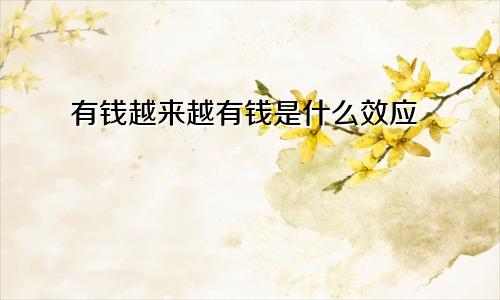 有钱越来越有钱是什么效应