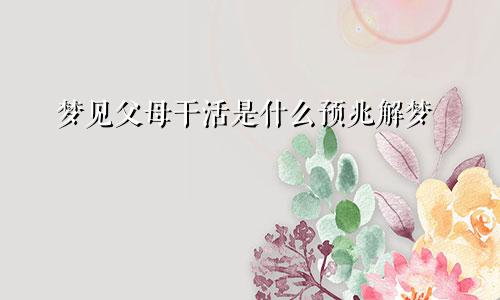 梦见父母干活是什么预兆解梦