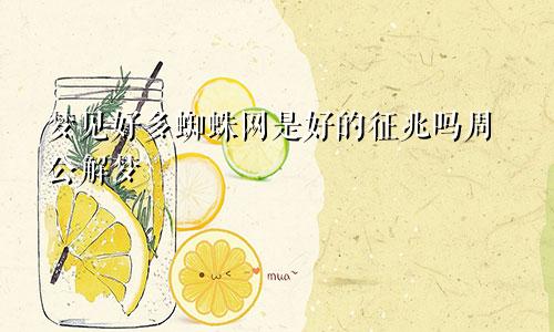 梦见好多蜘蛛网是好的征兆吗周公解梦