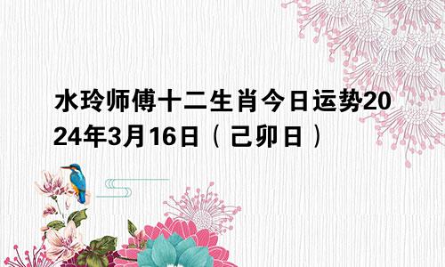 水玲师傅十二生肖今日运势2024年3月16日(己卯日)