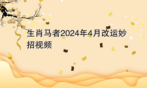 生肖马者2024年4月改运妙招视频