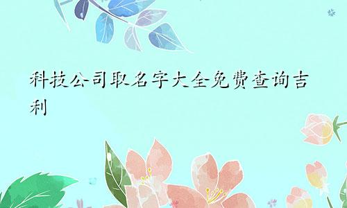 科技公司取名字大全免费查询吉利
