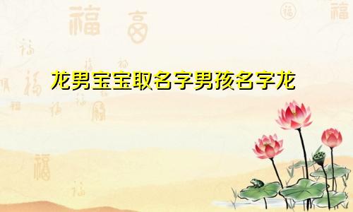 龙男宝宝取名字男孩名字龙