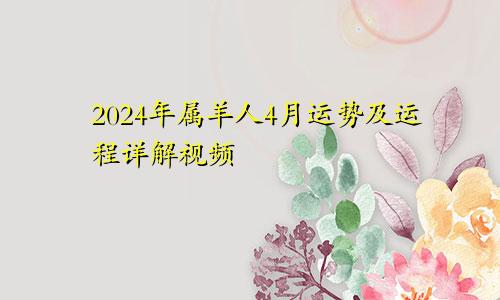 2024年属羊人4月运势及运程详解视频