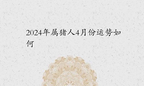 2024年属猪人4月份运势如何