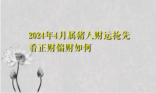 2024年4月属猪人财运抢先看正财偏财如何