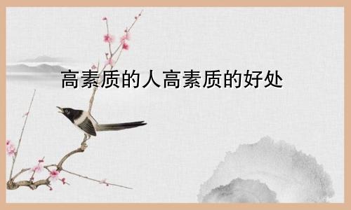 高素质的人高素质的好处