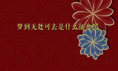 梦到无处可去是什么征兆呢