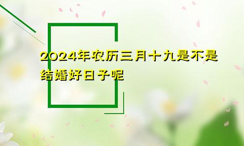 2024年农历三月十九是不是结婚好日子呢