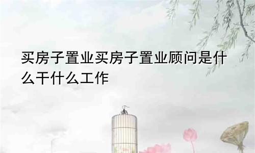 买房子置业买房子置业顾问是什么干什么工作