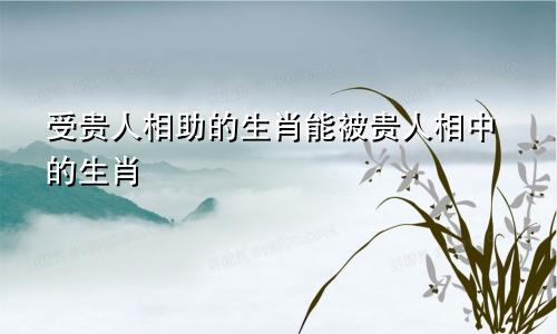 受贵人相助的生肖能被贵人相中的生肖