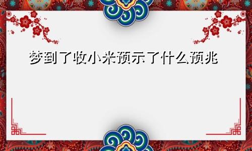 梦到了收小米预示了什么预兆