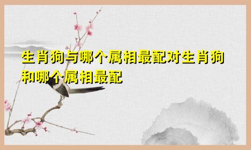 生肖狗与哪个属相最配对生肖狗和哪个属相最配