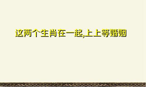 这两个生肖在一起,上上等婚姻