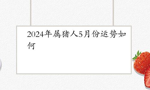 2024年属猪人5月份运势如何