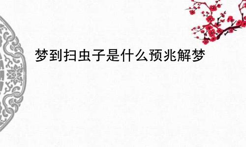 梦到扫虫子是什么预兆解梦