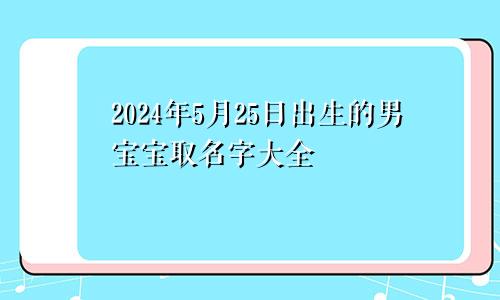 2024年5月25日出生的男宝宝取名字大全