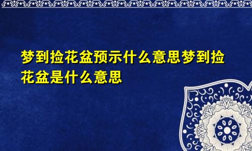 梦到捡花盆预示什么意思梦到捡花盆是什么意思