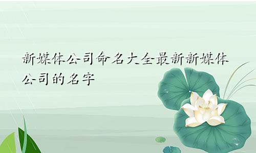 新媒体公司命名大全最新新媒体公司的名字