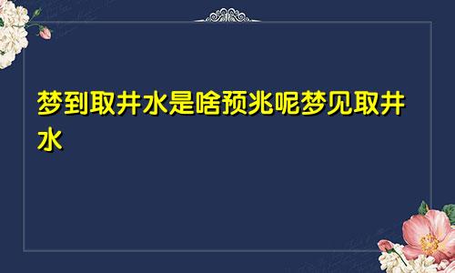 梦到取井水是啥预兆呢梦见取井水