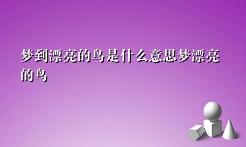 梦到漂亮的鸟是什么意思梦漂亮的鸟