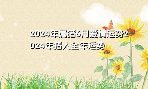 2024年属猪6月爱情运势2024年猪人全年运势