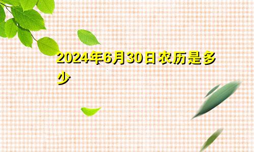 2024年6月30日农历是多少