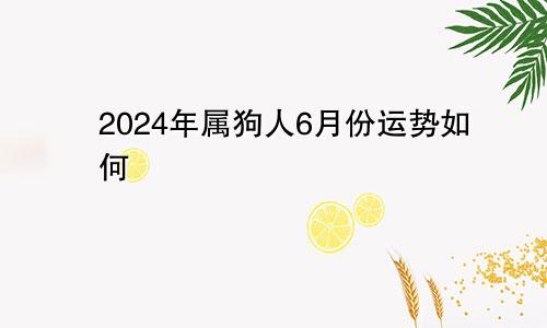 2024年属狗人6月份运势如何