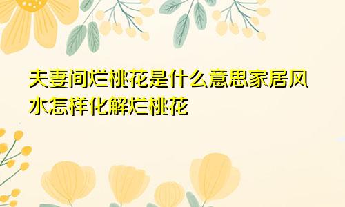 夫妻间烂桃花是什么意思家居风水怎样化解烂桃花