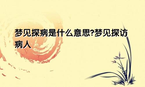梦见探病是什么意思?梦见探访病人