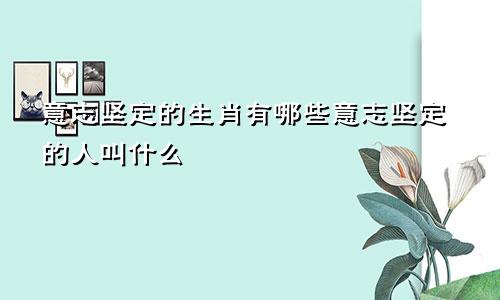 意志坚定的生肖有哪些意志坚定的人叫什么