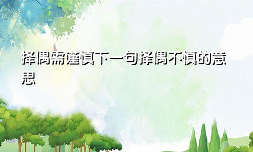 择偶需谨慎下一句择偶不慎的意思