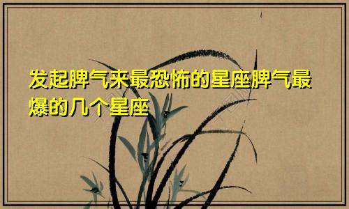 发起脾气来最恐怖的星座脾气最爆的几个星座