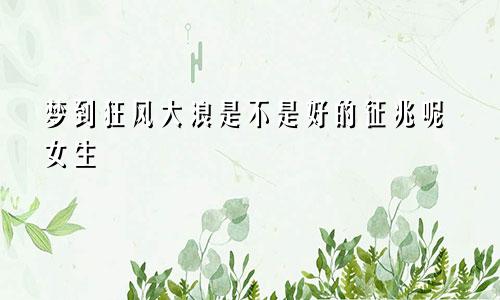 梦到狂风大浪是不是好的征兆呢女生