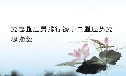 宠妻星座男排行榜十二星座男宠妻指数