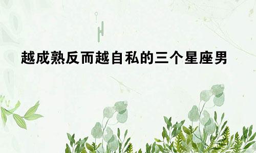 越成熟反而越自私的三个星座男