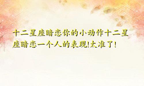 十二星座暗恋你的小动作十二星座暗恋一个人的表现!太准了!