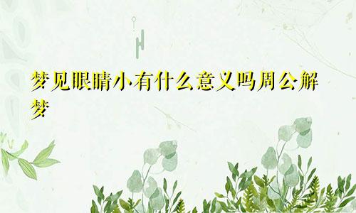 梦见眼睛小有什么意义吗周公解梦