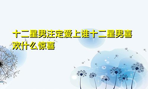 十二星男注定爱上谁十二星男喜欢什么惊喜