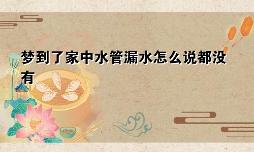 梦到了家中水管漏水怎么说都没有