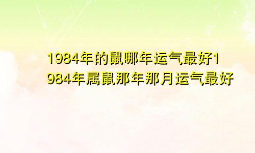1984年的鼠哪年运气最好1984年属鼠那年那月运气最好