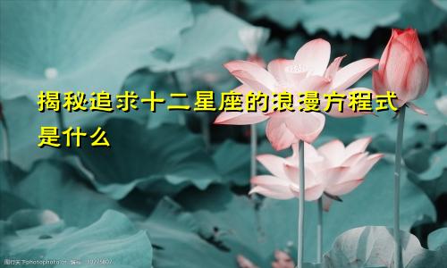 揭秘追求十二星座的浪漫方程式是什么